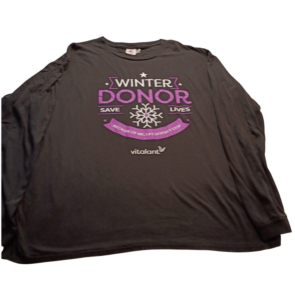 Delta Soft T-Shirt Men's Vitalant Winter Donor Save Lives Graphic Gray Cotton XL